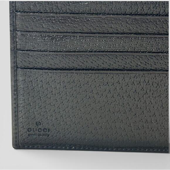 Gucci Vintage Y2K Black GG Canvas Wallet Double Bifold Coin Snap Gold Logo COA - Picture 5 of 15